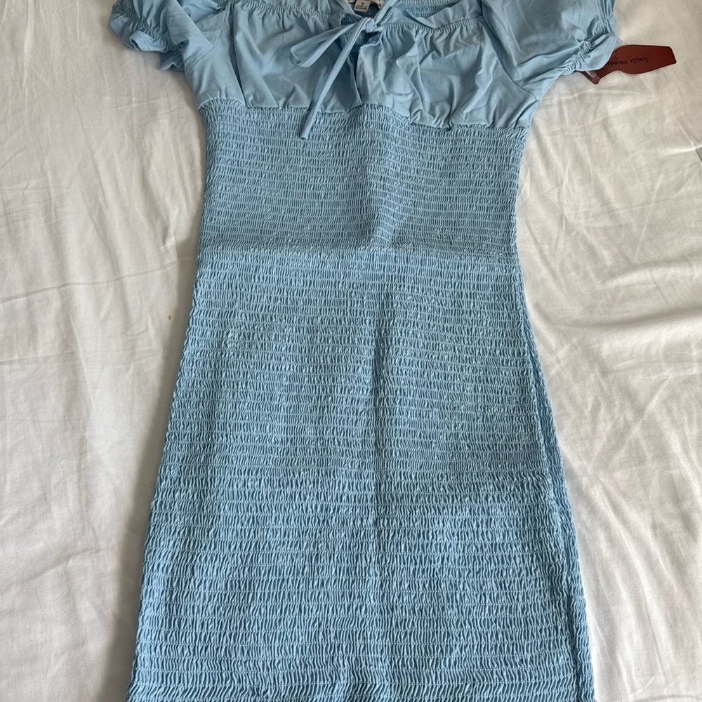 Maternity Haute Monde Light Blue Smocked Mini Dress